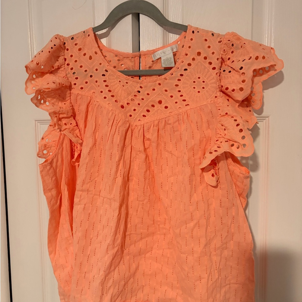 Design History Coral Eyelet Top